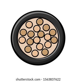 A small makeup powder and shadows of a fashionable glamorous beautiful isolated on a white background. Vector illustration