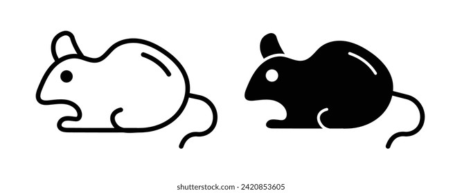 Small Mammal mouse Line Icon. Petite Rodent Icon in Black and White Color.