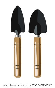 Small manual straight shovel and pointed shovel on white background
