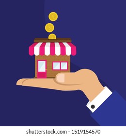 small market on hand vector design 