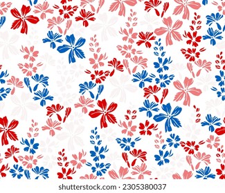 Small meadow buttercup flowers endless pattern vector illustration. Ditsy elegant motif. Country-style wallpaper print with flower inflorescences. Buttercups bloom spring print.