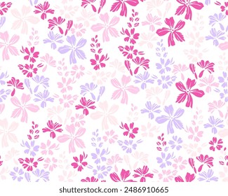 Small meadow buttercup flowers endless ornament vector design. Ditsy gentle motif. Shabby chic gift wrap print with flower racemes. Forget-me-nots blossom summer print.
