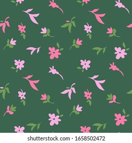 Small meadow flowers ornament. Trendy flat drawing. Scattered daisies. Simple floral seamless pattern.  Bright vintage botanical illustration. Textile and fabric usage, fashion design.
