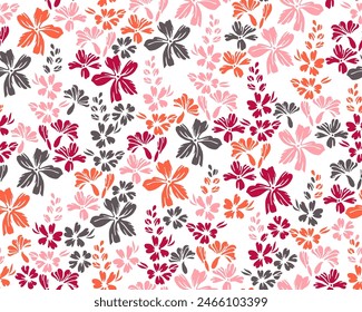 Small meadow forget-me-not flowers endless pattern vector design. Millefleurs traditional motif. Floral gift wrap print with flower truss elements. Buttercups blossom spring print.