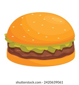 Small meal burger icon cartoon vector. Fast food hamburger. Succulent meal