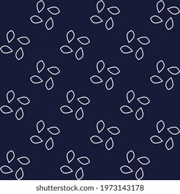 Small medallion geometric pattern motif blue white palette continuous background. Simple geo allover print block for apparel textile, ladies dress fabric, menswear, fashion garment, digital wallpaper