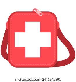 Pequeña bolsa de medicina ilustración de dibujos animados vectorial aislado sobre un fondo blanco.