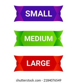 Small medium and large size labels, label vector