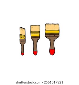 small, medium and large wall paint brushes vector illustration