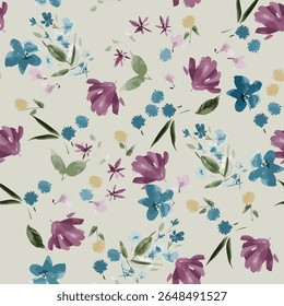 small and medium size flower , seamless pattern vector design , for digital print or textile idea