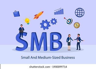 Small Medium Sized Business SMB 2D Flat Vector Concept For Banner, Website, Illustration, Landing Page, Flyer, Etc