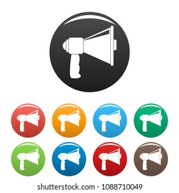 Small megaphone icon. Simple illustration of small megaphone vector icons set color isolated on white