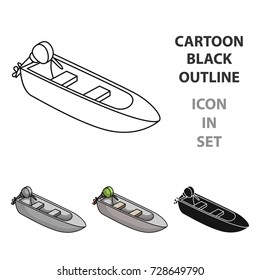 Small metal boat with motor for fishing.Boat for river or lake fishing.Ship and water transport single icon in cartoon style vector symbol stock illustration.