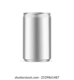 Small Metallic Can For Energy Drink Or Soda, Isolated On White Background. Vector Illustration