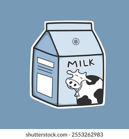 Small Milk Box Cartoon Style Sticker Vector Cute Illustration