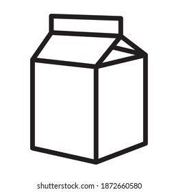 Small milk carton box line art vector icon for food apps and websites