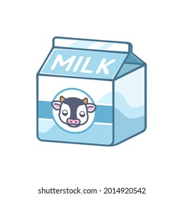 Small milk carton with cow head icon sign clipart element. Cute simple flat vector illustration design. Vanilla flavor dairy drink print, symbol etc.