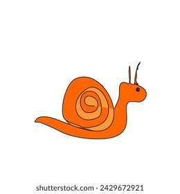 Small, Minimalist Drawing of Snail with Shell: A Cute Sketch in Nature.
