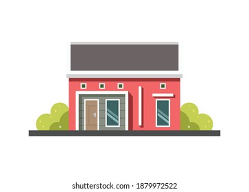 Small minimalist house building. Simple flat illustration