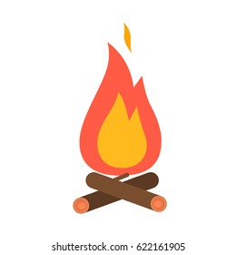 The small minimalistic campfire isolated on white. Vector illustration. 