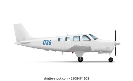 Small Modern Business Or Personal Airplane On Runway. EPS10 Vector