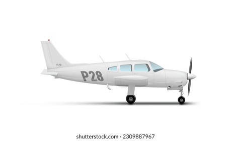 Small Modern Business Or Personal Airplane On Runway. EPS10 Vector