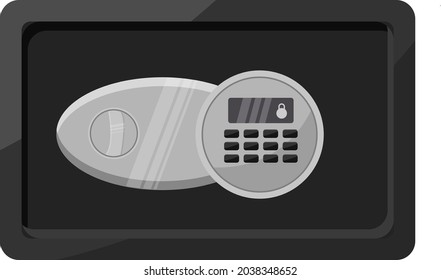 Small money safe, illustration, vector on white background.