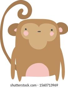 Small monkey, illustration, vector on white background.