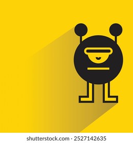 small monster character with shadow on yellow background