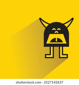 small monster character with shadow on yellow background