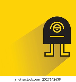 small monster character with shadow on yellow background