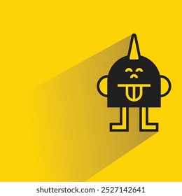 small monster character with shadow on yellow background