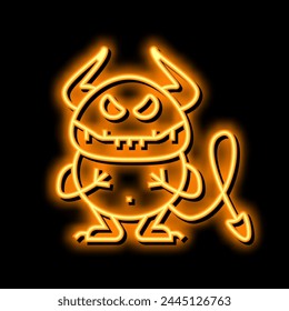 small monster neon light sign vector. small monster illustration