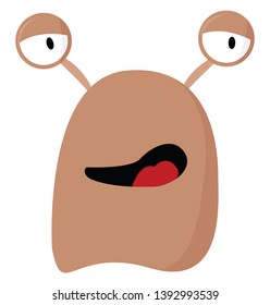 A small monster which is tired with its mouth open vector color drawing or illustration