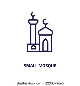 small mosque icon from religion collection. Thin linear small mosque, building, mosque outline icon isolated on white background. Line vector small mosque sign, symbol for web and mobile