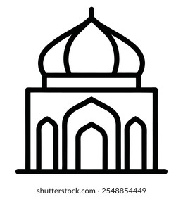 Kleines Moschee-Linien-Symbol auf weißem Hintergrund