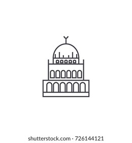 small mosque  vector line icon, sign, illustration on background, editable strokes