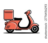Small motor scooter with delivery box for food delivery man