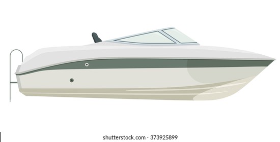Small motorboat on white background