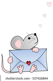 Small mouse with love letter.