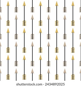 Small multi-colored archery arrows isolated on a white background. Cute seamless pattern. Vector simple flat graphic illustration. Texture.