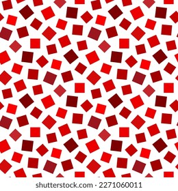 Pequeños cuadrados rojos multicolores aislados en un fondo blanco. Patrón geométrico sin soldadura. Ilustración gráfica plana vectorial simple. Textura.