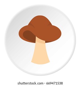 Small mushroom icon in flat circle isolated on white background vector illustration for web