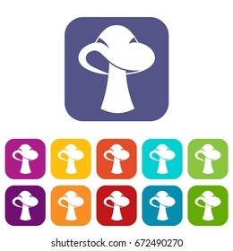 Small mushroom icons set vector illustration in flat style In colors red, blue, green and other