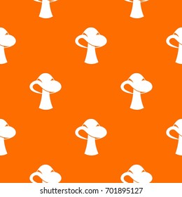 Small mushroom pattern repeat seamless in orange color for any design. Vector geometric illustration