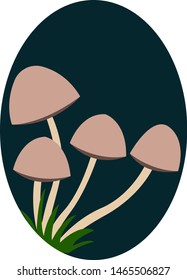 Small mushrooms, illustration, vector on white background.