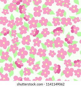 Small naive flowers seamless pattern. Chaotic order. Summer trendy floral background in liberty style. For textile, wallpaper, surface, print, gift wrap, scrapbooking, decoupage