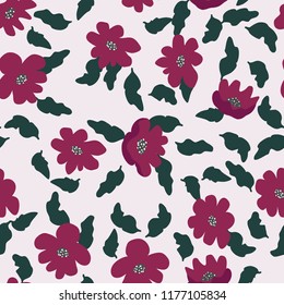 Small naive flowers seamless pattern. Chaotic order. Summer trendy floral background in liberty style. For textile, wallpaper, surface, print, gift wrap, scrapbooking, decoupage