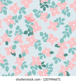 Small naive flowers seamless pattern. Chaotic order. Summer trendy floral background in liberty style. For textile, wallpaper, surface, print, gift wrap, scrapbooking, decoupage