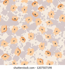 Small naive flowers seamless pattern. Chaotic order. Summer trendy floral background in liberty style. For textile, wallpaper, surface, print, gift wrap, scrapbooking, decoupage